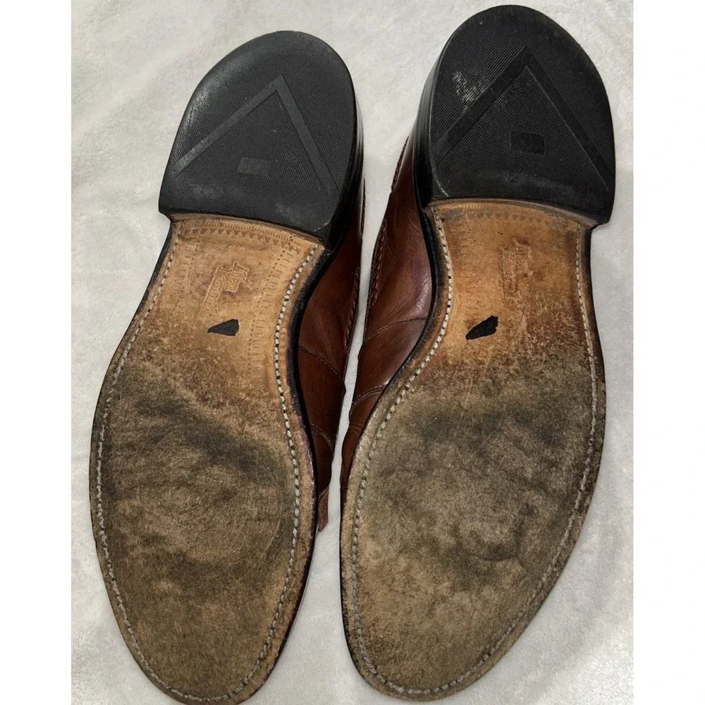 Allen Edmonds AE Cody Woven Tassel Loafer Sz 9.5 B Brown Leather‎ Kilt Shoe -USA